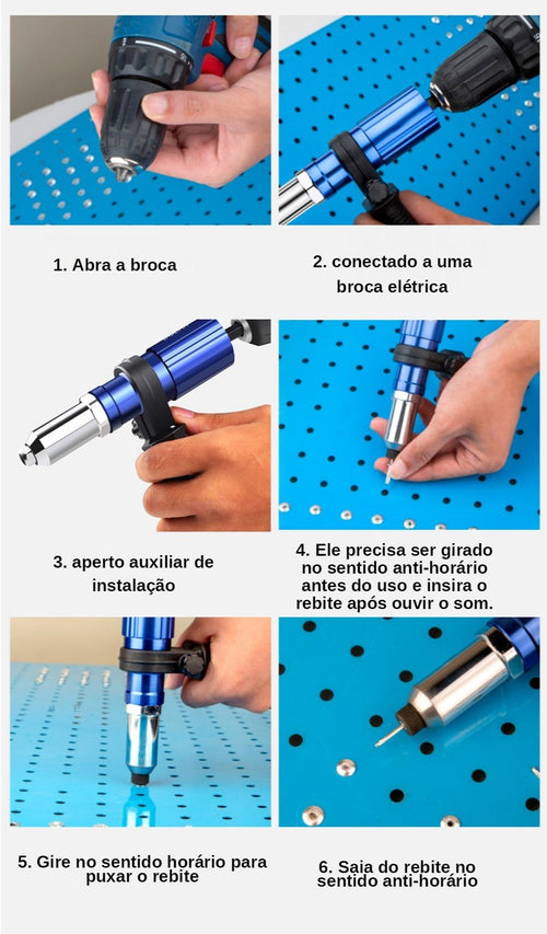 Adaptador de Rebitadeira Para Furadeira - Adapter Pró+